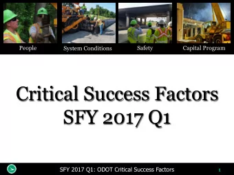 Critical Success Factors  SFY 2017 Q1  SFY 2017 Q1: ODOT Critical Success Factors  1  People CSFs