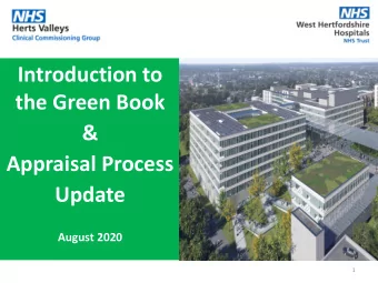 Introduction to  the Green Book  &amp;  Appraisal Process  New photo to come  Update  August 2020