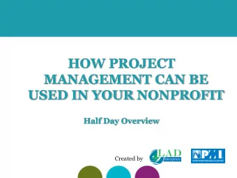 Created by  Course Providers  Agenda  Basic Project Management Concepts    Project Manager Role