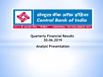 Quarterly Financial Results  30.06.2019  Analyst Presentation  1  Government of India  89.46  Bank
