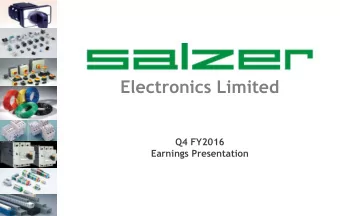 Inve  Q4 FY2016  Earnings Presentation  Safe Harbor This presentation has been prepared by Salzer