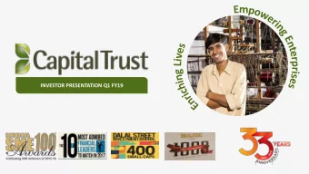 INVESTOR PRESENTATION Q1 FY19  CONTENTS  SLIDE  NO.  COMPANY OVERVIEW  2  RECENT UPDATES AND IH  4