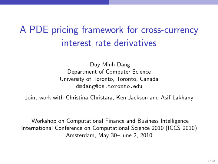 a pde pricing framework for cross currency interest rate