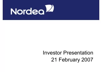 Investor Presentation  21 February 2007  CEO Presentation  Record results following reinforced