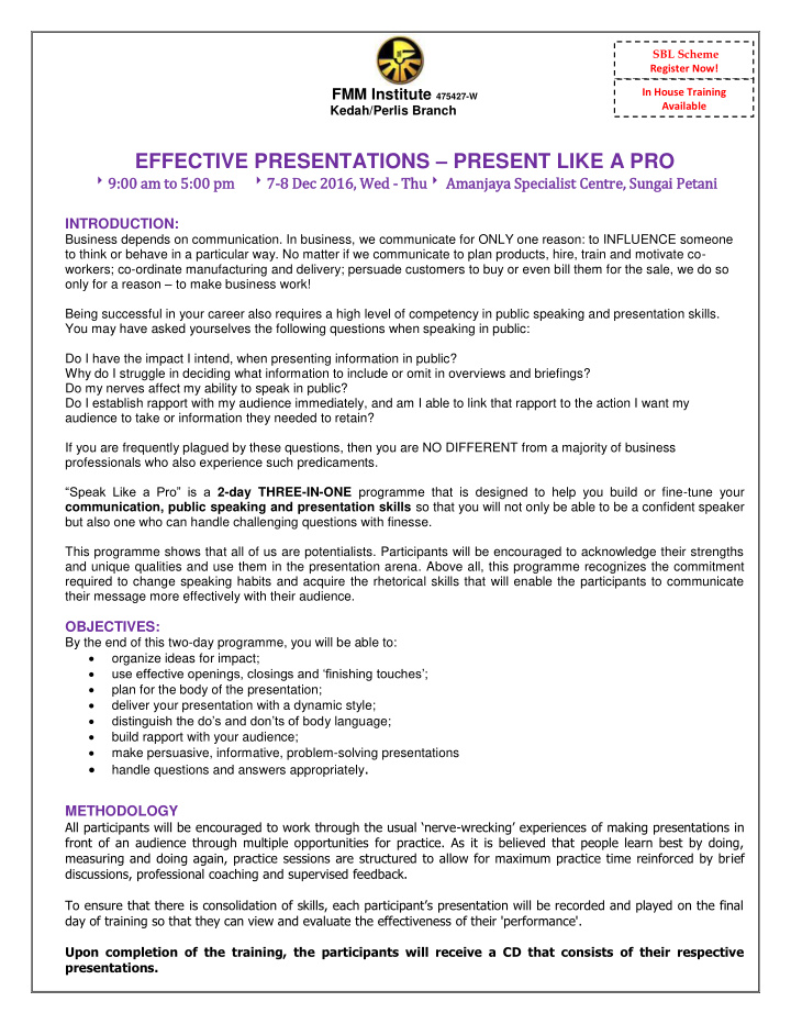 effective presentations present like a pro