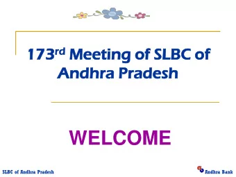 WELCOME  SLBC of Andhra Pradesh