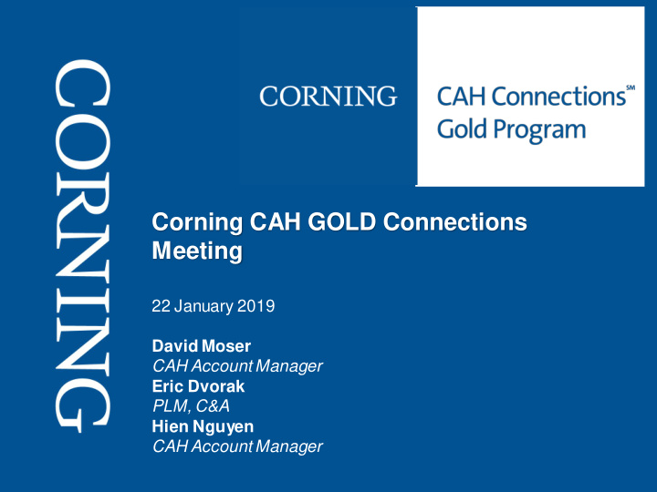 corning cah gold connections meeting