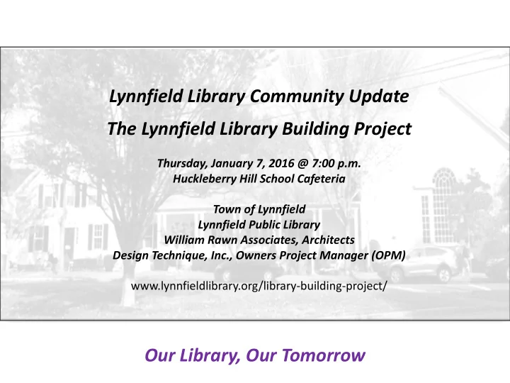 lynnfield library community update