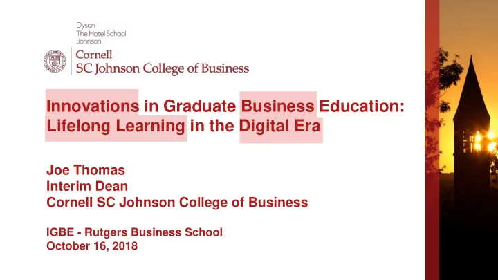 innovations in graduate business education lifelong