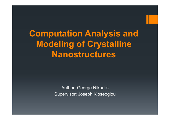 computation analysis and modeling of crystalline