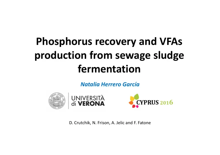 phosphorus recovery and vfas production from sewage