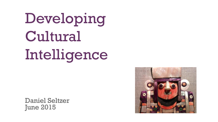developing cultural intelligence