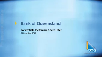 Click to edit Master title style  Bank of Queensland  Convertible Preference Share Offer
