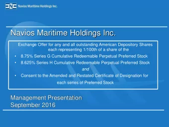 Navios Maritime Holdings Inc.  Exchange Offer for any and all outstanding American Depository