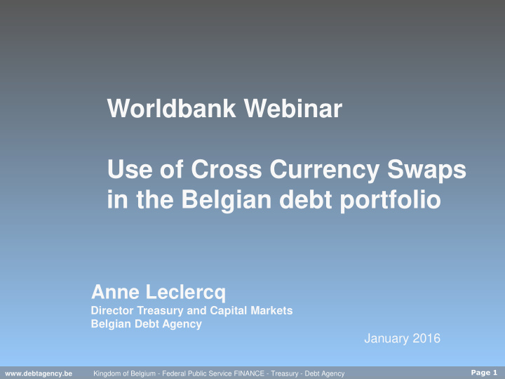 worldbank webinar use of cross currency swaps