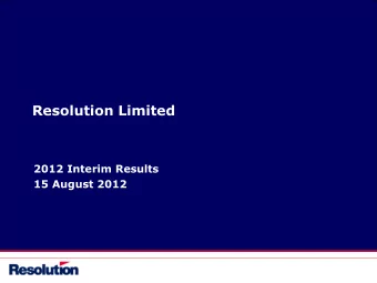 2012 Interim Results  15 August 2012  Important notice  Neither the issue of this presentation nor