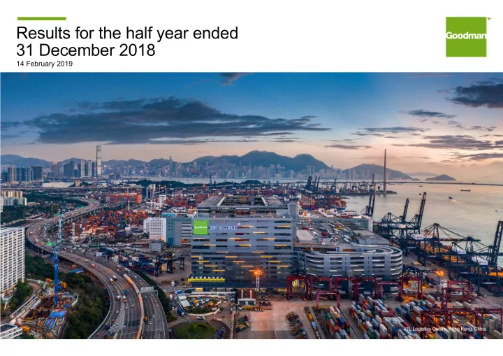 results for the half year ended 31 december 2018