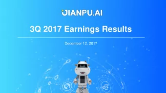 3Q 2017 Earnings Results  December 12, 2017  Safe Harbor Statement and Disclaimer This presentation