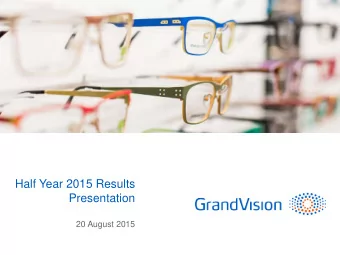 Half Year 2015 Results  Presentation  20 August 2015  Forward looking statements  This presentation