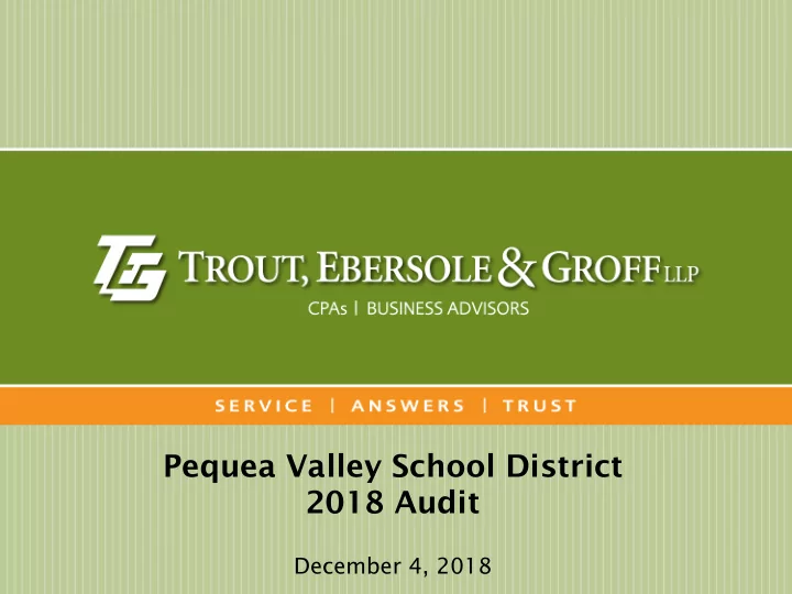 pequea valley school district 2018 audit