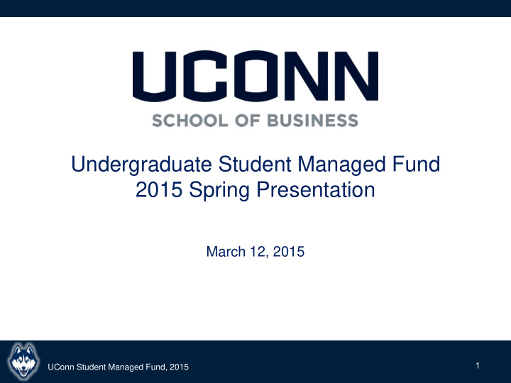 undergraduate student managed fund 2015 spring