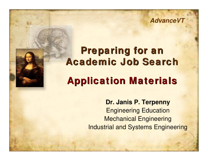 preparing for an preparing for an academic job search