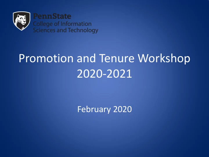 promotion and tenure workshop 2020 2021