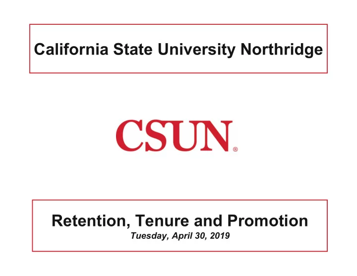 california state university northridge retention tenure