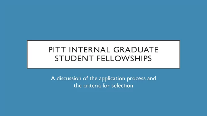 student fellowships