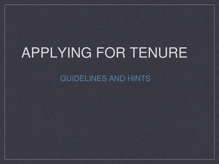 applying for tenure