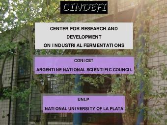 CINDEFI  CINDEFI  CINDEFI  CINDEFI  CENTER FOR RESEARCH AND  DEVELOPMENT  ON I NDUSTRI AL