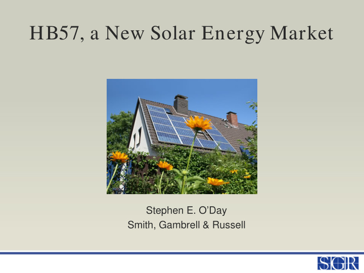 hb57 a new solar energy market