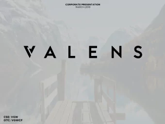 CSE: VGW  OTC: VGWCF  CORPORATE PRESENTATION  MARCH 2019  DISCLAIMER  statements. Accordingly,