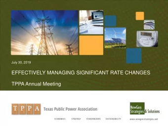 EFFECTIVELY MANAGING SIGNIFICANT RATE CHANGES  TPPA Annual Meeting  Agenda  NEWGEN STRATEGIES AND