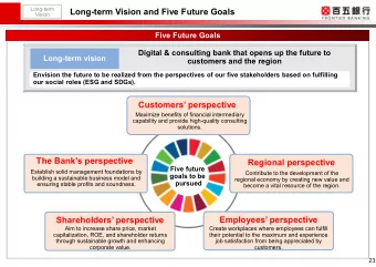 Long-term Vision and Five Future Goals  Vision  Five Future Goals  Digital &amp; consulting bank