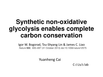 Synthetic non-oxidative  glycolysis enables complete  carbon conservation  Igor W. Bogorad,