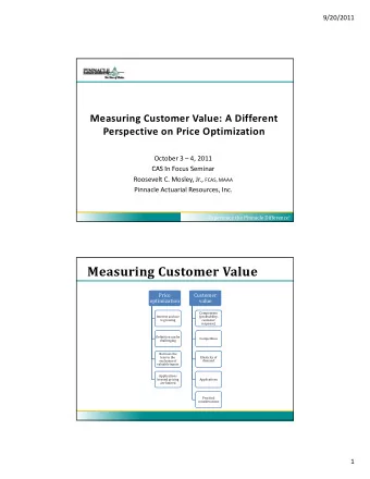 Measuring Customer Value  Price  Customer  optimization  value  Components  Interest and use