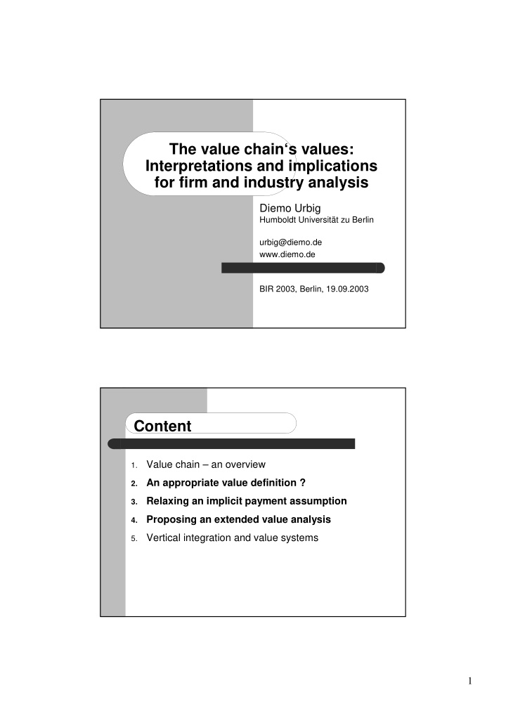 the value chain s values interpretations and implications