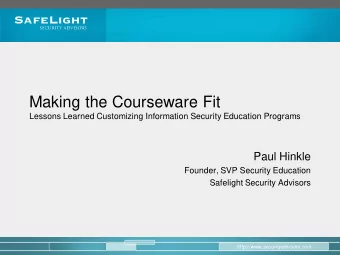 Making the Courseware Fit  Lessons Learned Customizing Information Security Education Programs