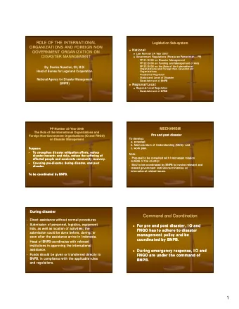 1  Implementation  Implementation  BNPB and BPBD has access facility on:  BNPB and BPBD has access