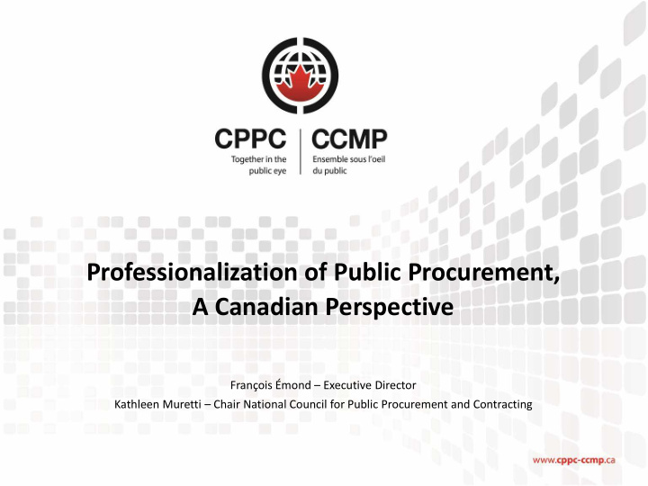 professionalization of public procurement a canadian