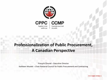 Professionalization of Public Procurement,  A Canadian Perspective  Franois mond  Executive