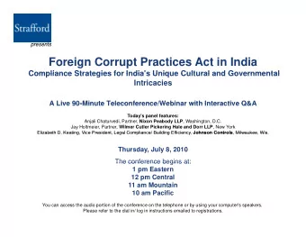 Foreign Corrupt Practices Act in India  Compliance Strategies for India's Unique Cultural and