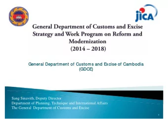 1  Purpose of Presentation:  To provide an overview of the Strategy and  Work Program on Reform and