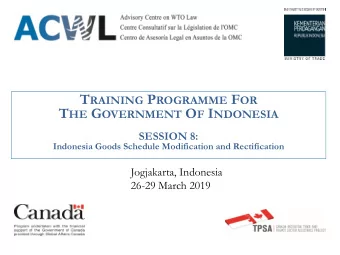 ORDINARY CUSTOMS DUTIES  Each Schedule has four parts: Part I  MFN Concessions  Section IA