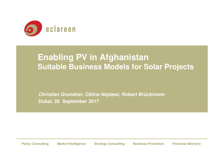 enabling pv in afghanistan