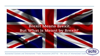 Automated Customs and International Trade Association (ACITA)  the voice of international