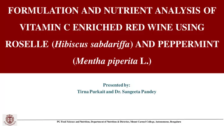 formulation and nutrient analysis of vitamin c enriched