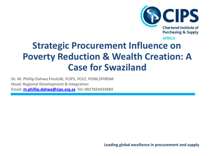 strategic procurement influence on poverty reduction