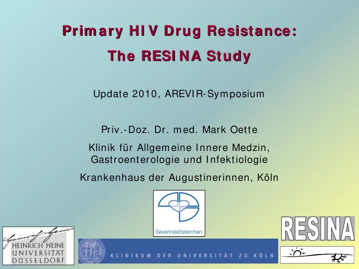prim ary hi v drug resistance prim ary hi v drug